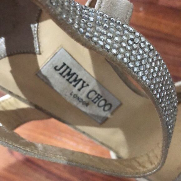 Jimmy Choo platform high heel champagne rhinestone. Size 39 - Picture 3 of 14